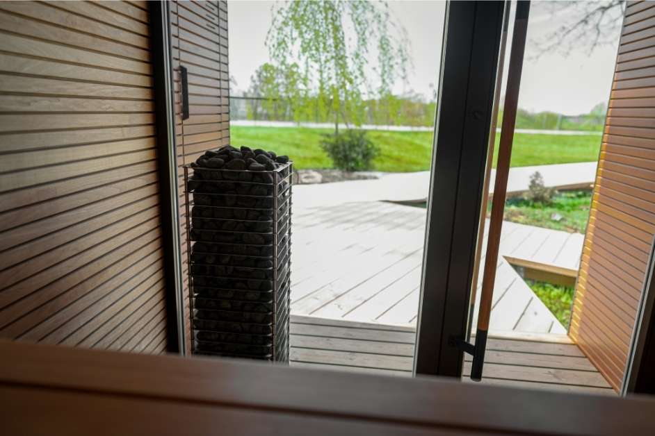 Outdoor sauna structure designed for a private home