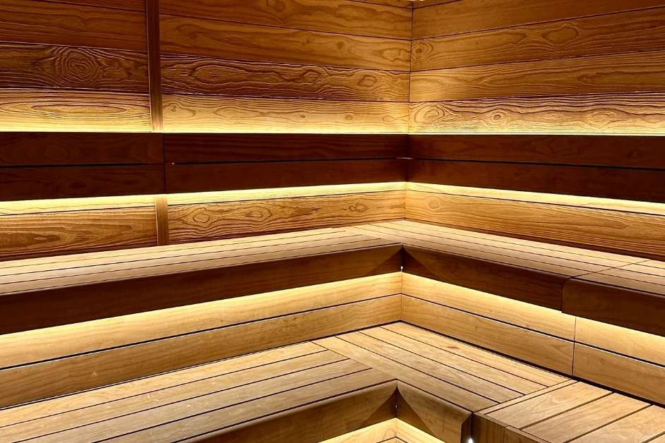Custom wood sauna room interior