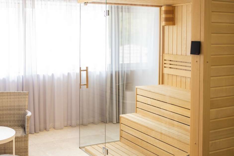 Custom wood sauna interior detail
