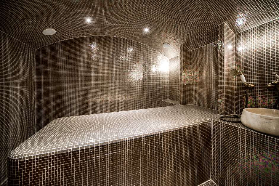 Stone steam room interior