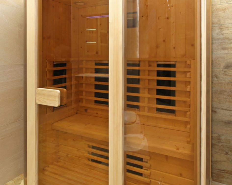 Custom sauna heater stones and interior detail