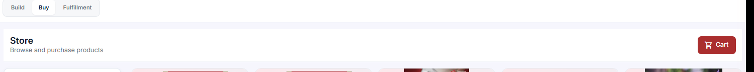 Store page showing the Build, Buy and Fulfillment tabs