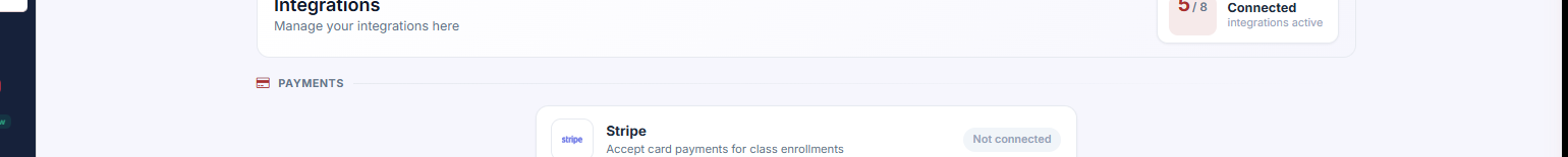Settings Integrations Connections showing the connected-integrations count