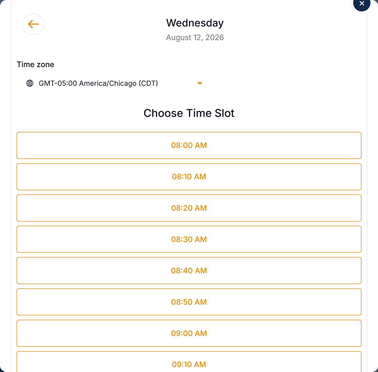 Booking calendar