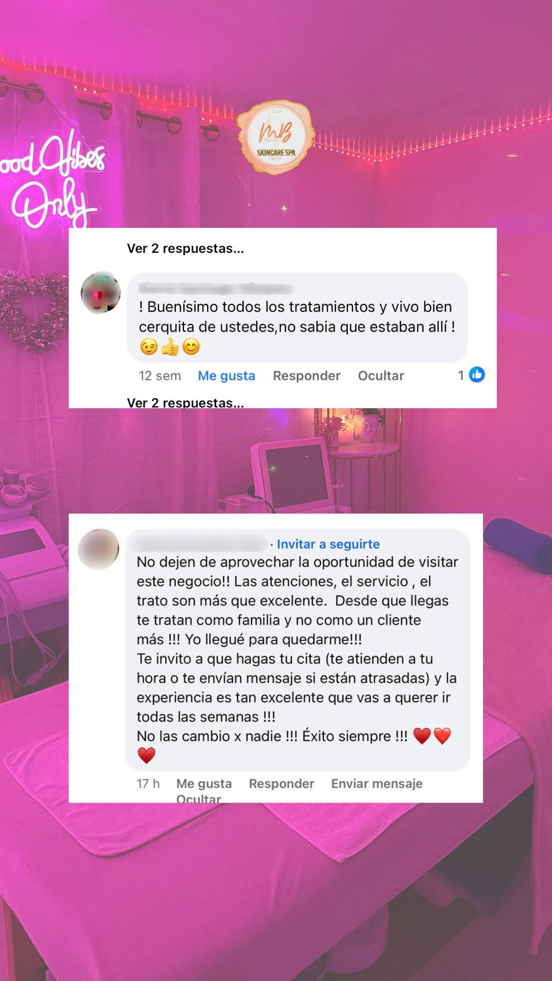 Mensaje de una clienta de MB Skincare Spa