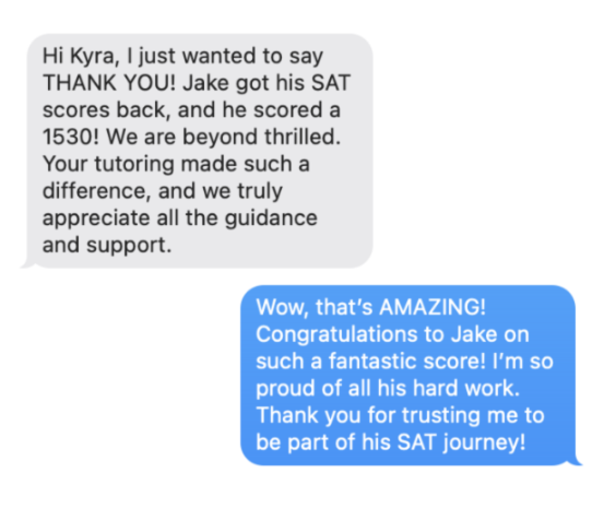 Score Increase Text Message