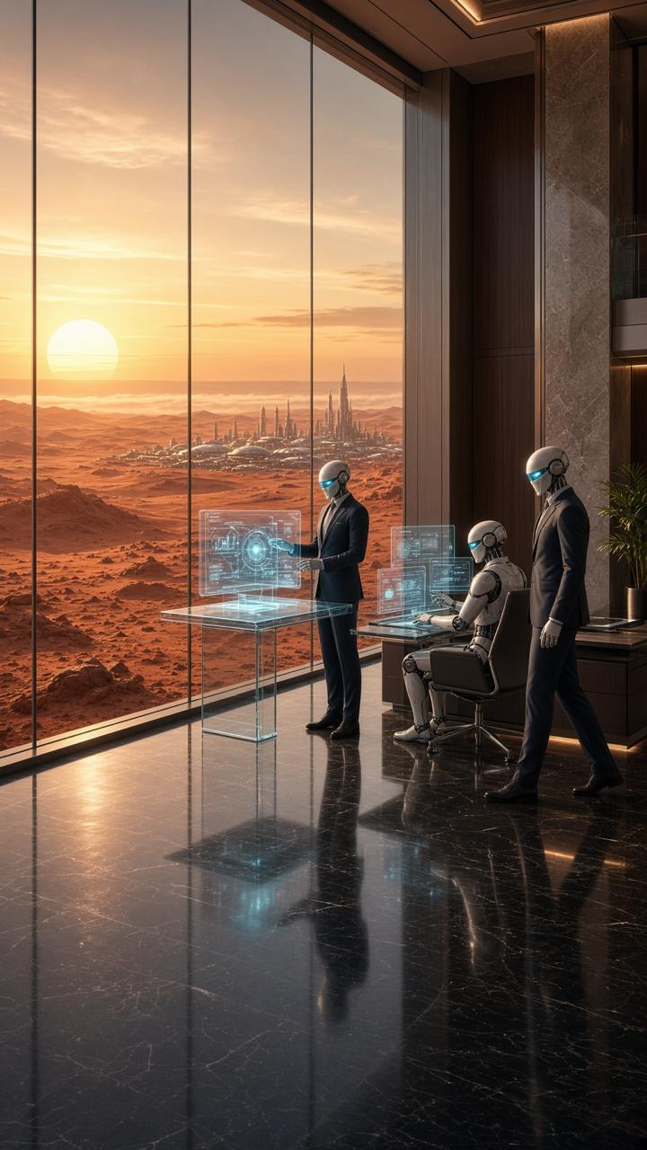 AI employees working a live dashboard in a modern office