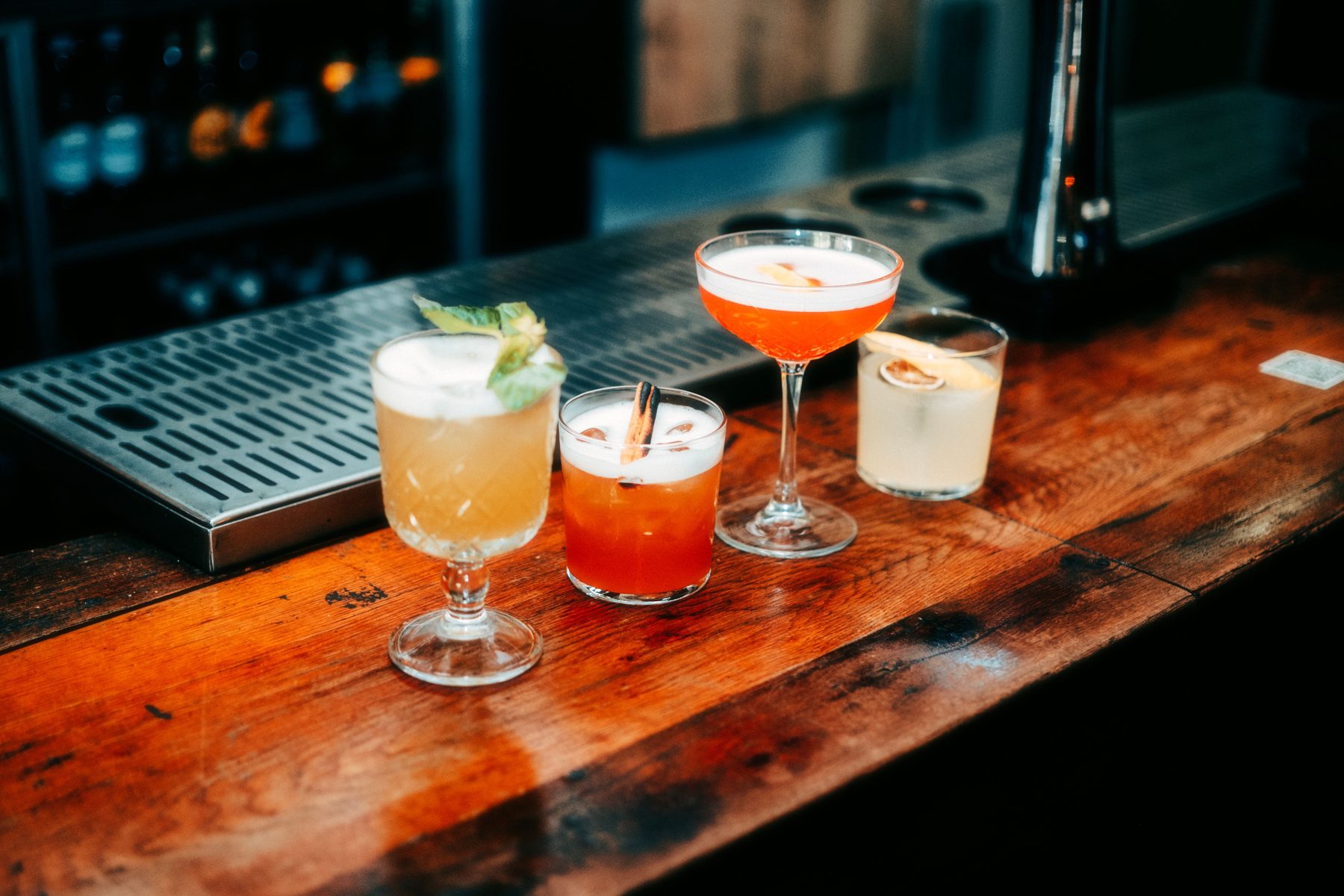 Cocktails on a bar counter