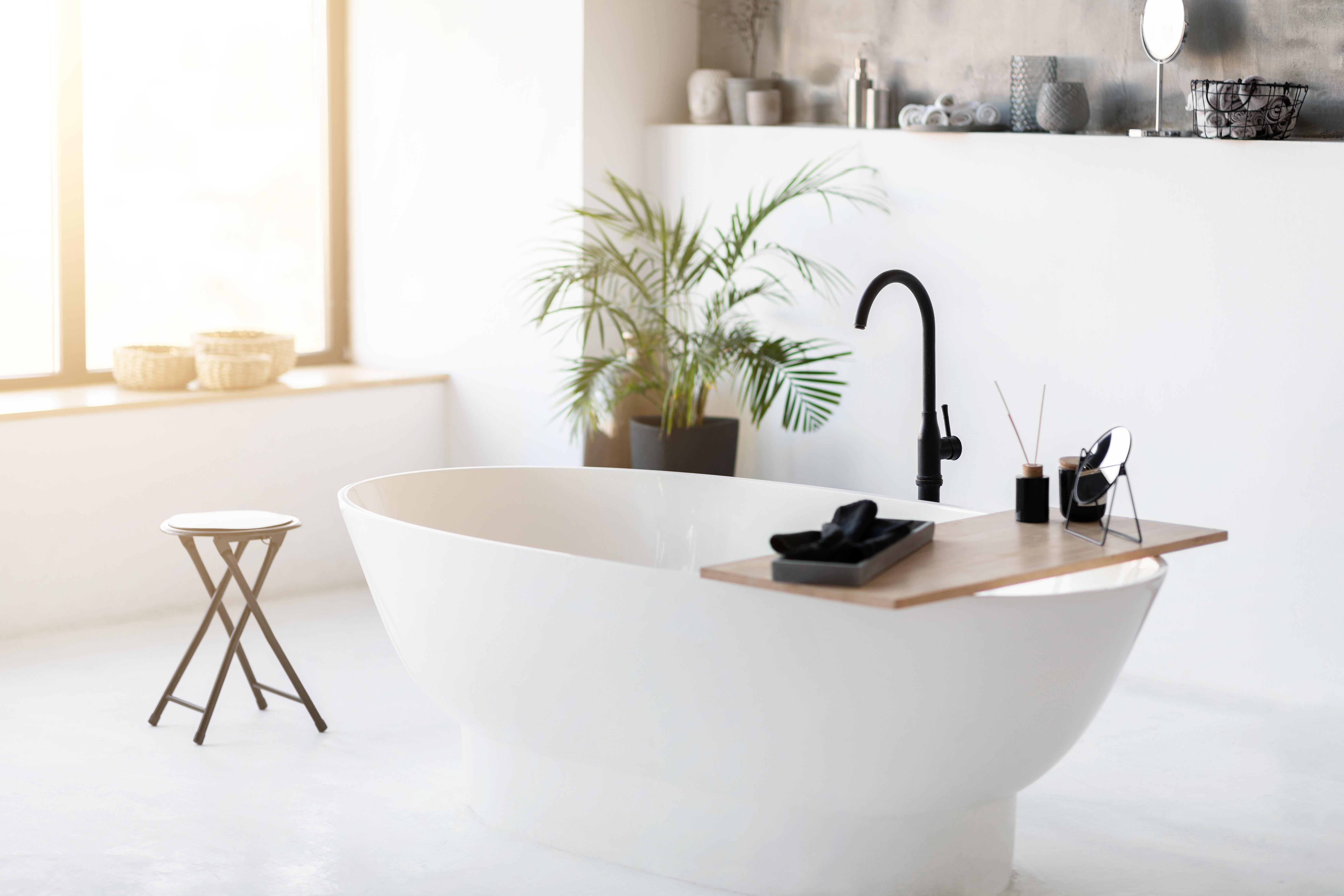 Premium freestanding bathtub in an elegant bathroom