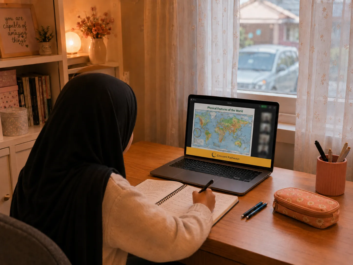 Muslim student studying Islamic Studies, Qur'an and Arabic online