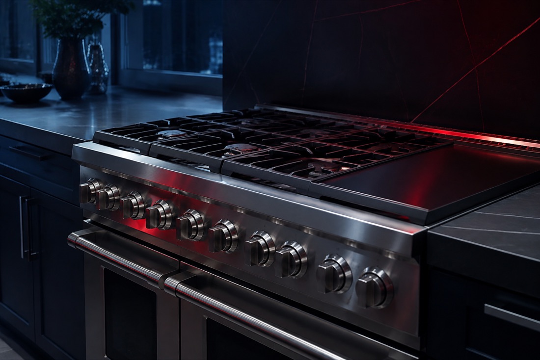 Premium stove and cooktop in a modern kitchen