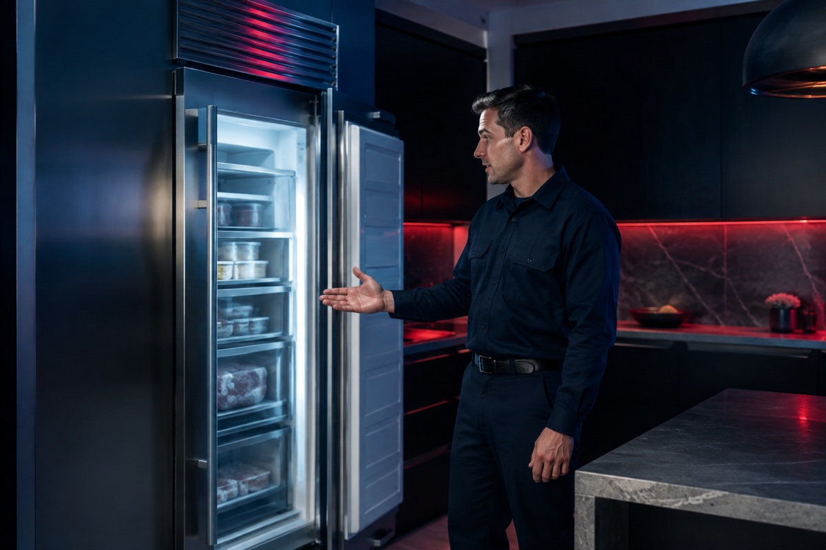 Appliance Repair Master freezer technician reviewing repair next steps
