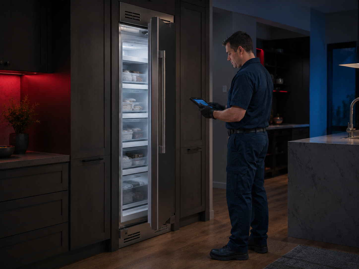 Premium built-in freezer service in an upscale kitchen