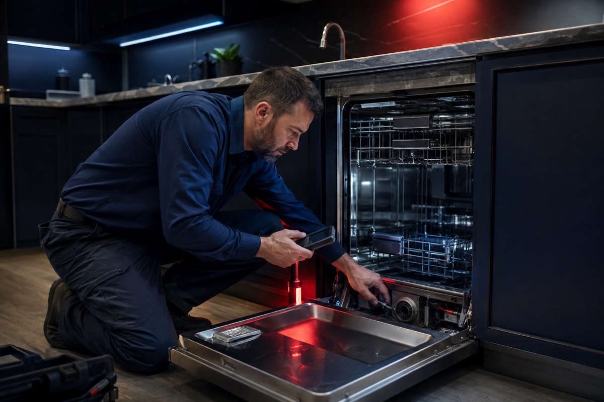 Appliance Repair Master technician with a premium dishwasher