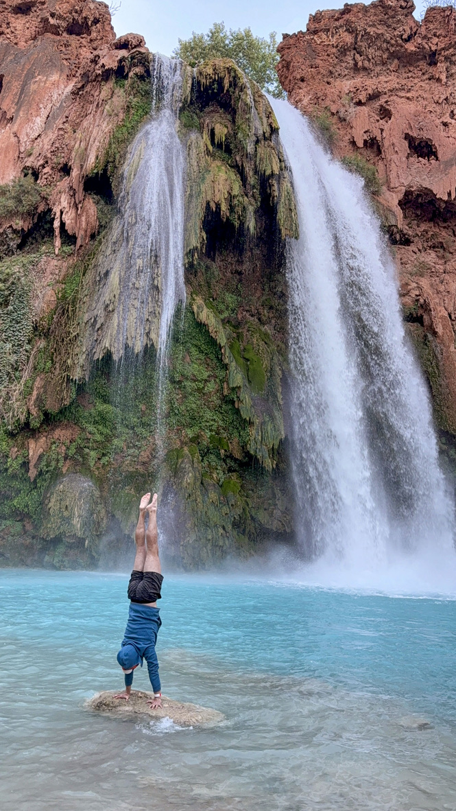 Peter Bugg — handstand at waterfall