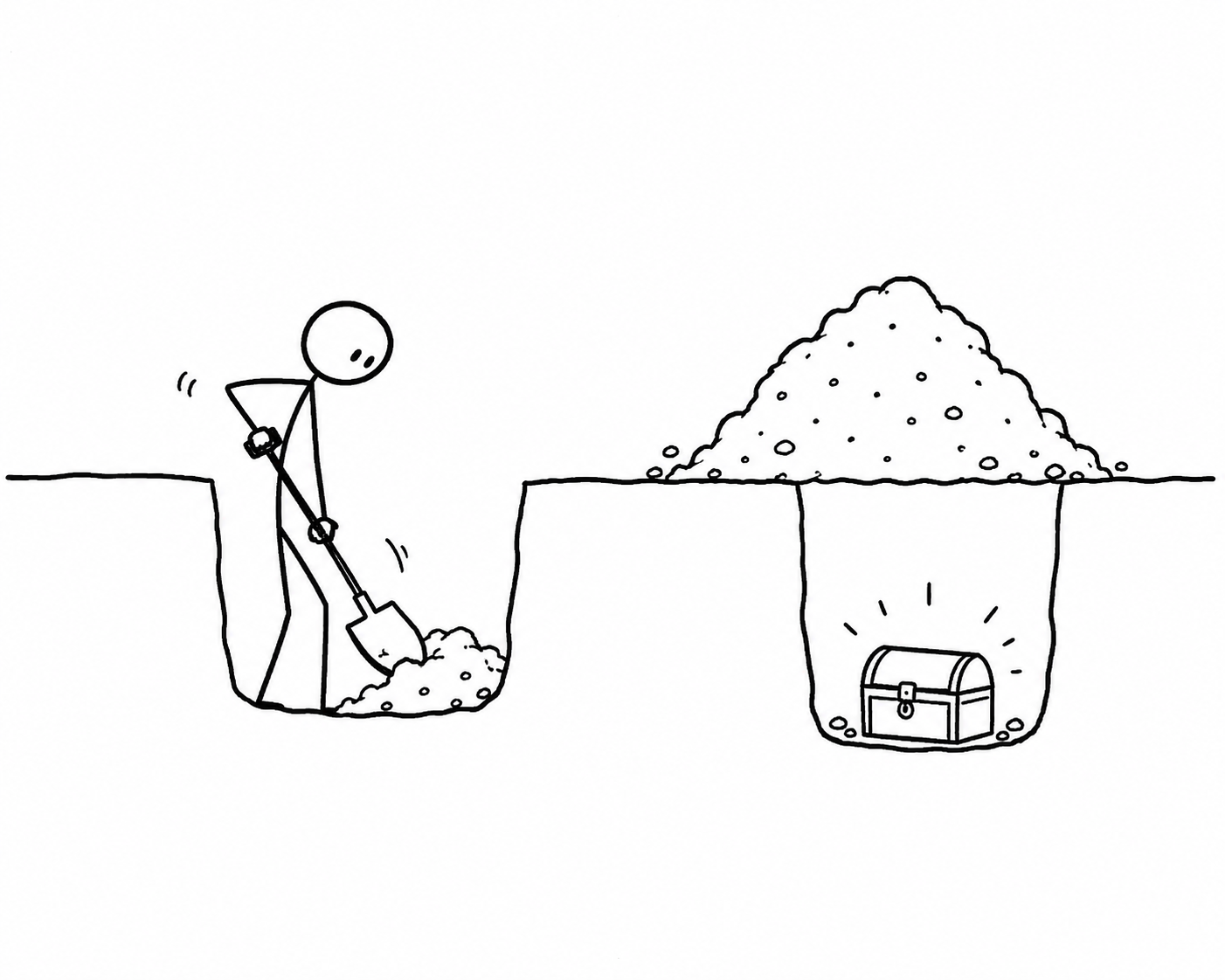 Treasure digging illustration