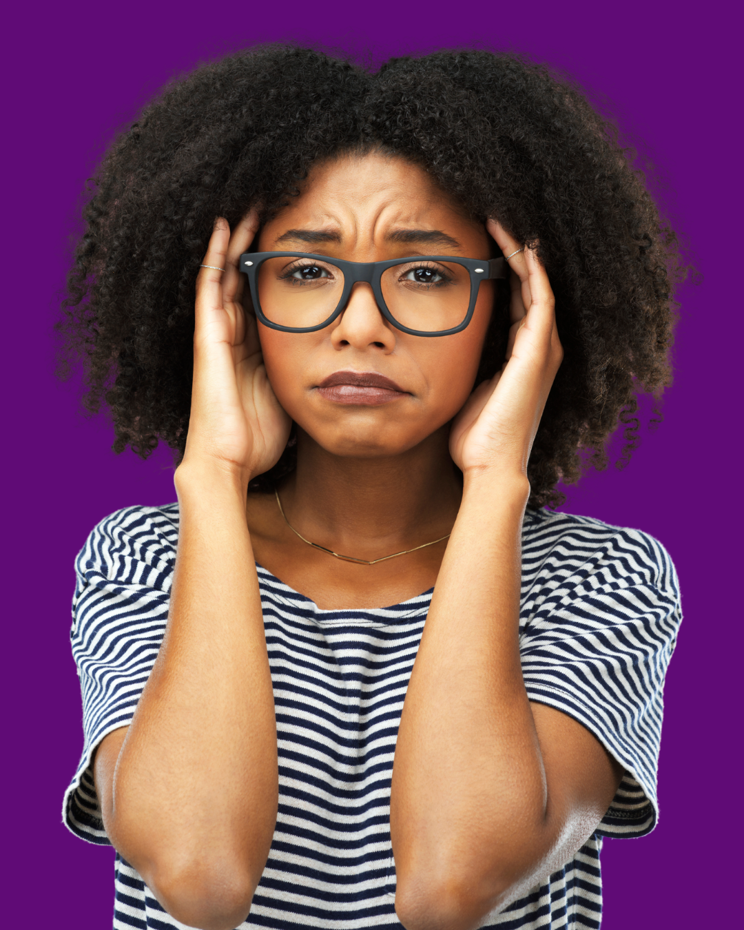 A woman who looks confused and uncertain, not knowing what to do