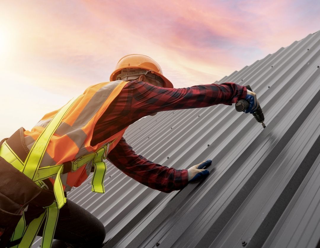 Roofer working on a pitched roof