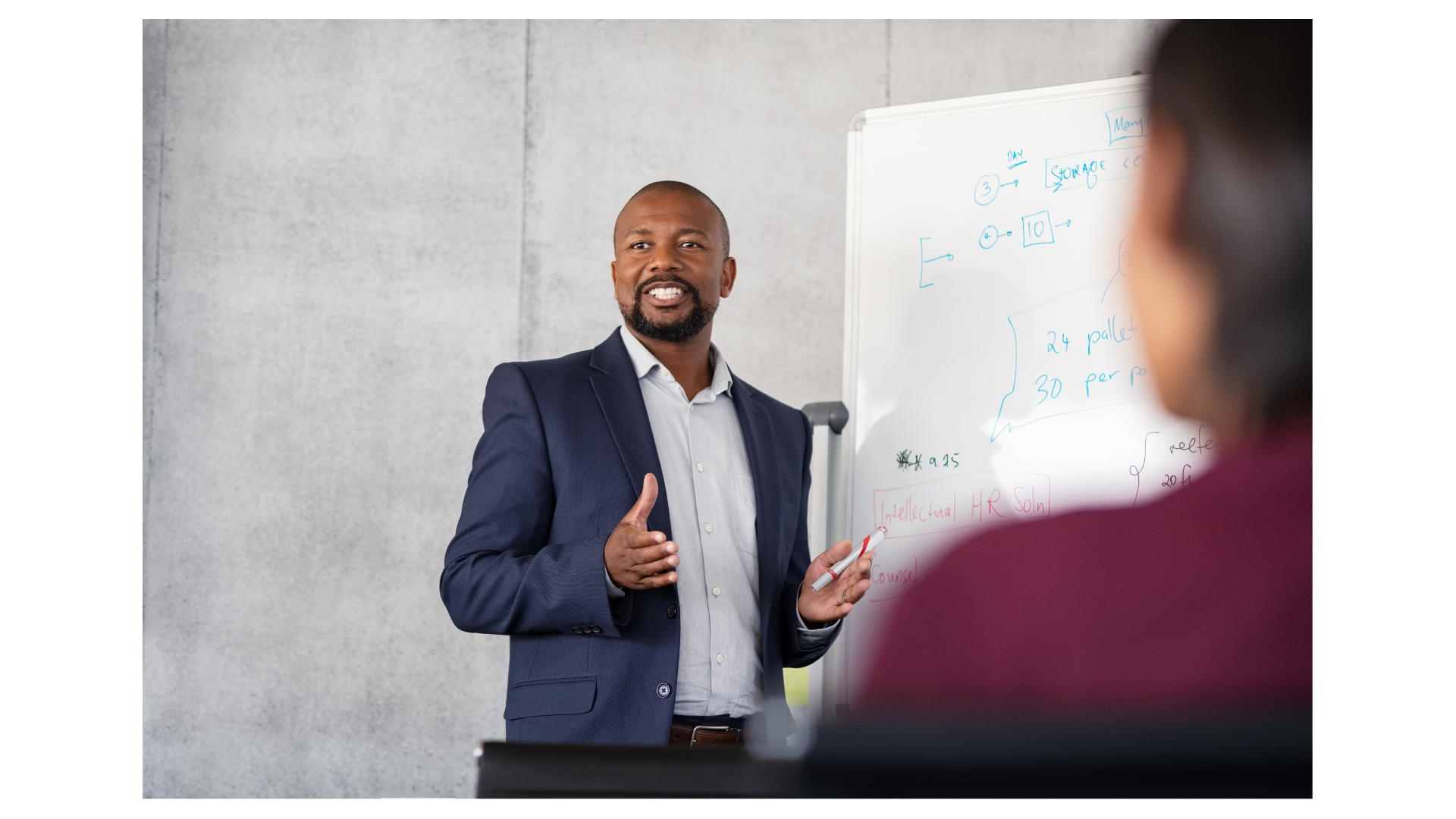 Black business owner and team reviewing client growth systems