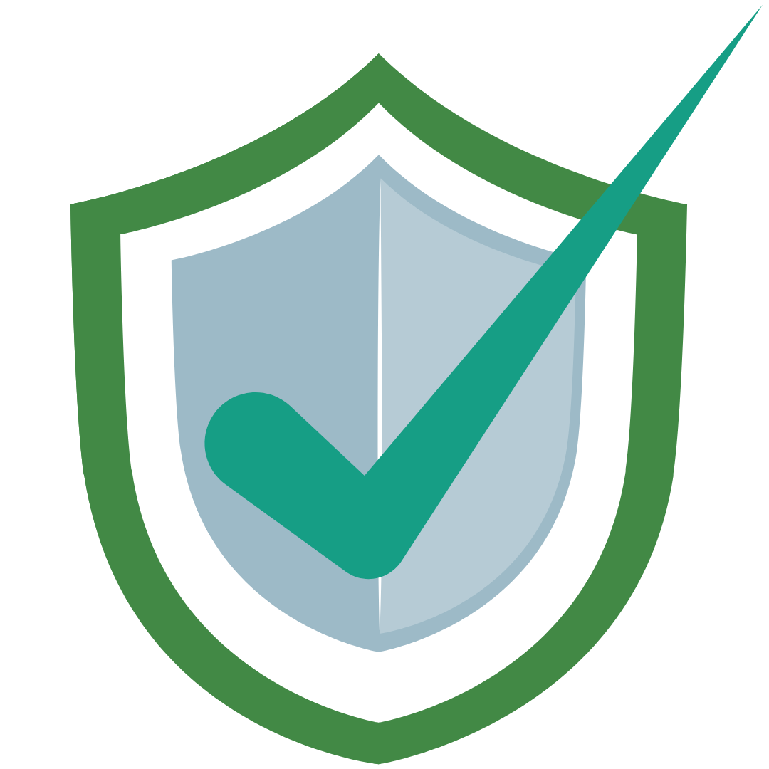 Shield with tick for guaranteed quality