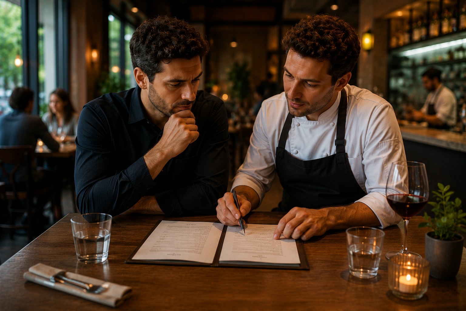 Discussion autour du menu au restaurant Discussion autour du menu au restaurant