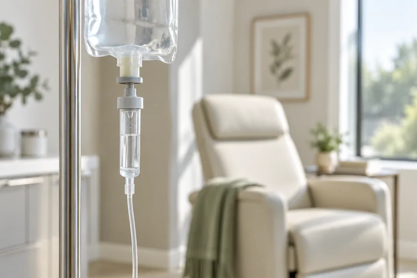 IV Therapy & Vitamin Injectables Illustrative image: IV equipment in a professional wellness clinic