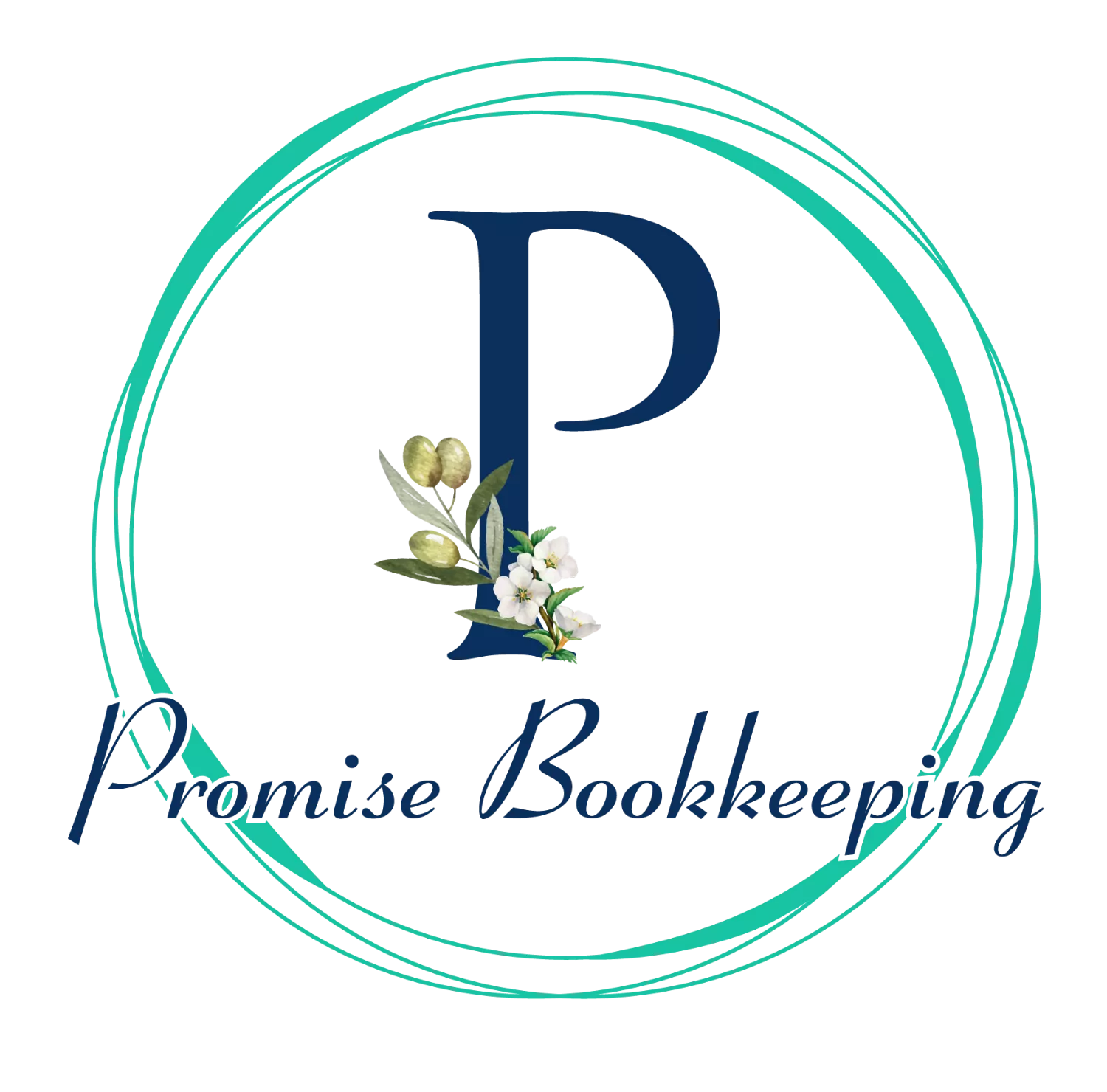 Promise Bookkeeping LLC logo featuring elegant script and floral accent.