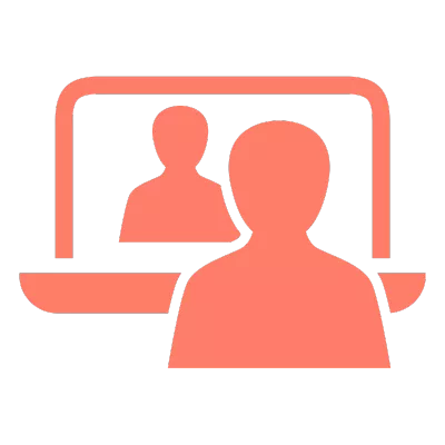 Icon of two people on a video call representing a bookkeeping discovery call.