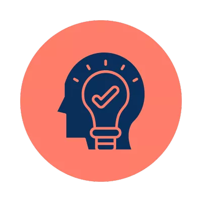 Icon of a lightbulb inside a head representing financial clarity and informed decision-making.