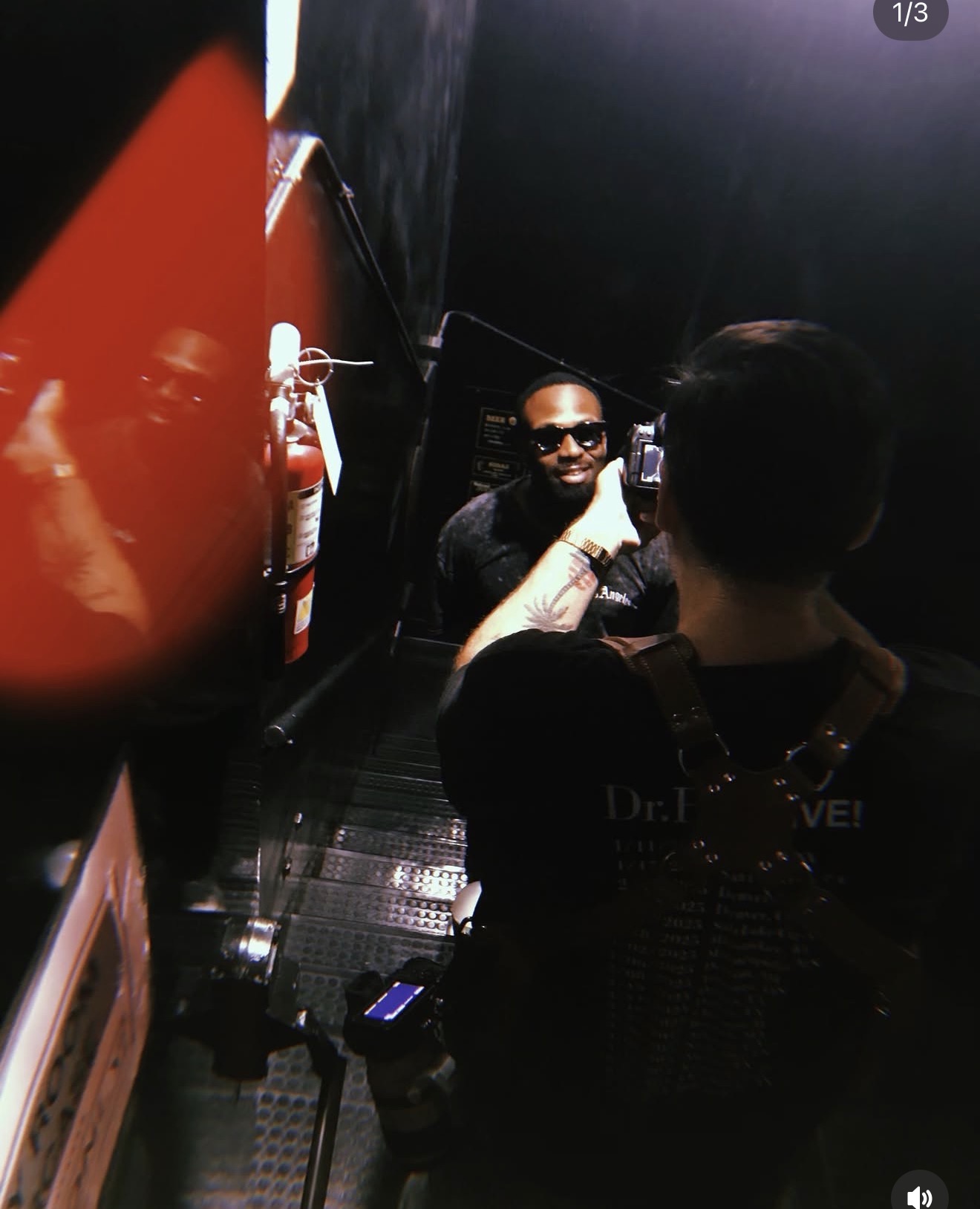 Jeremy Scippio backstage being filmed before a show