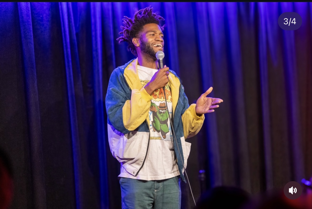 Steven performing stand-up