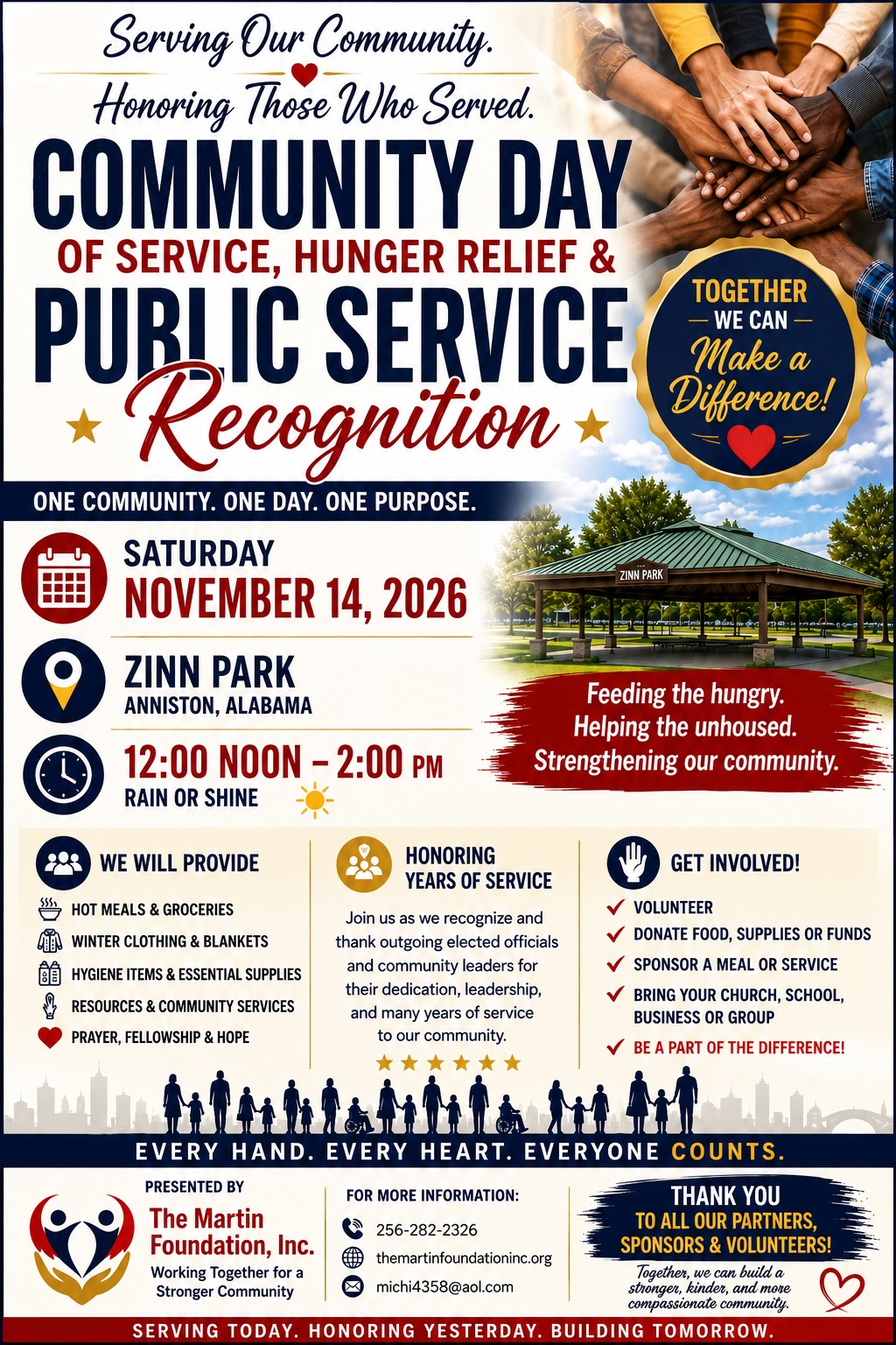 Honoring Those Who Serve — Community Day of Service flyer, November 14