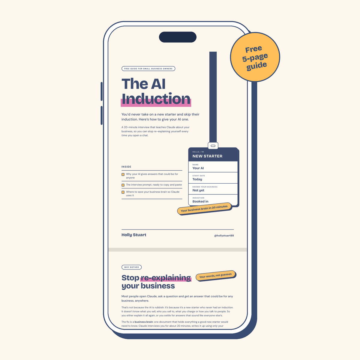 The AI Induction free guide open on a phone