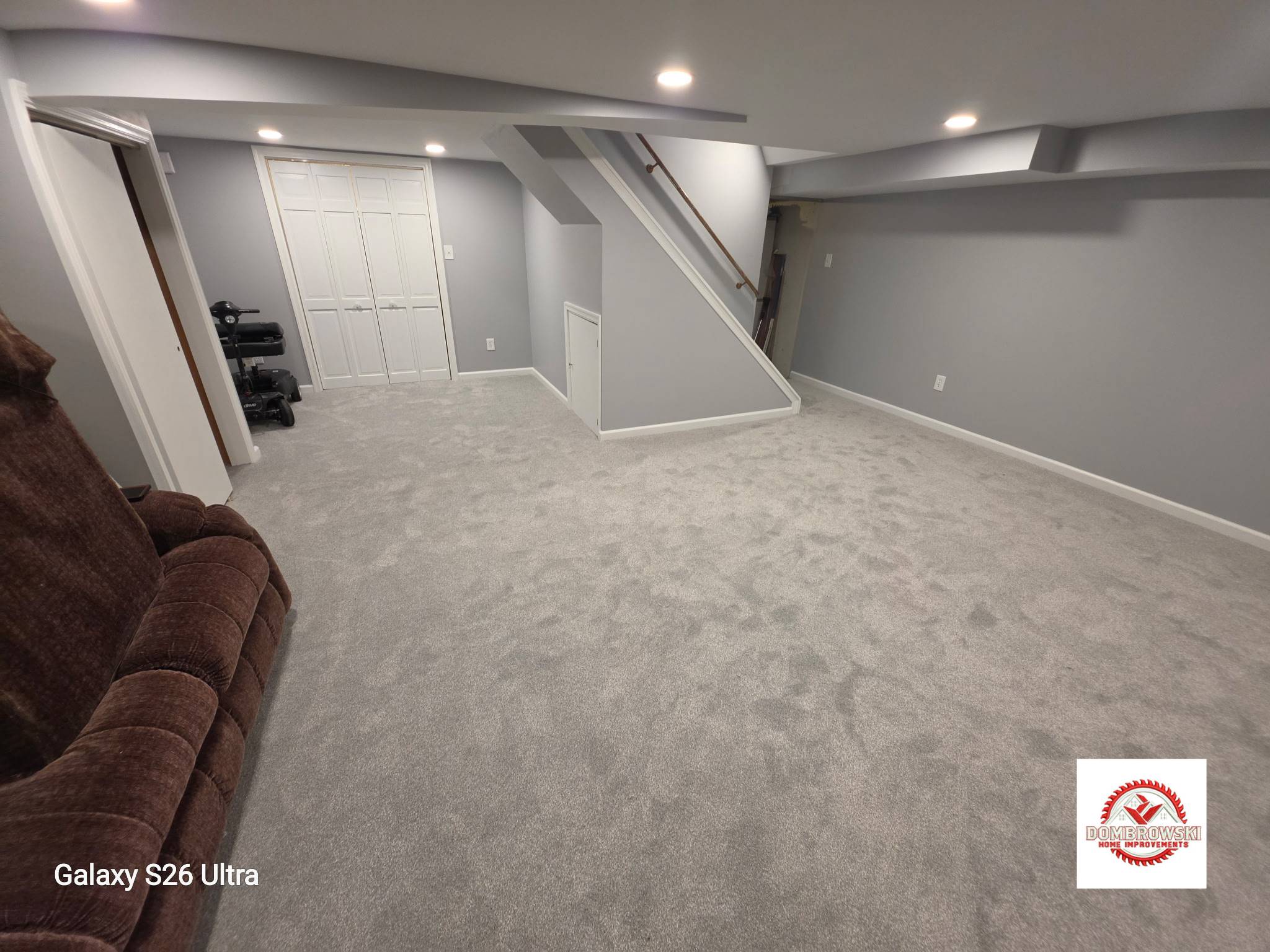 Finished basement bedroom space with proper egress in Bucks County, PA by Dombrowski Home Improvements