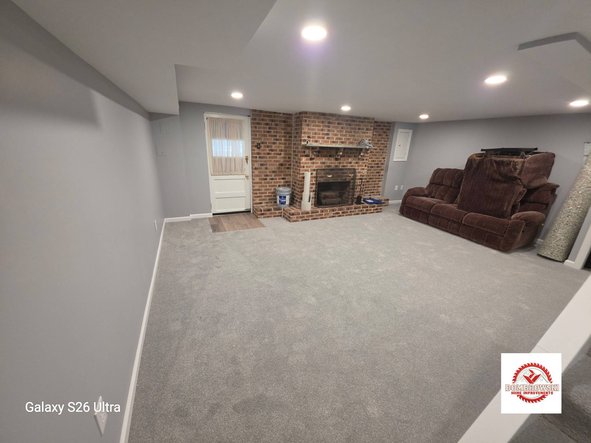 Newly finished basement living space in Bucks County, PA by Dombrowski Home Improvements