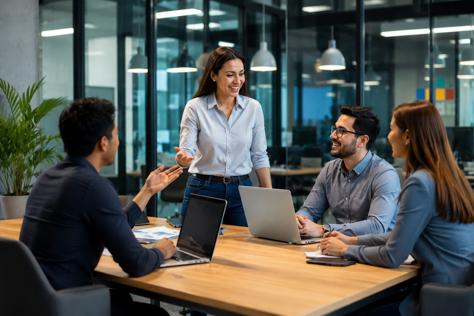 Business team working together in an office