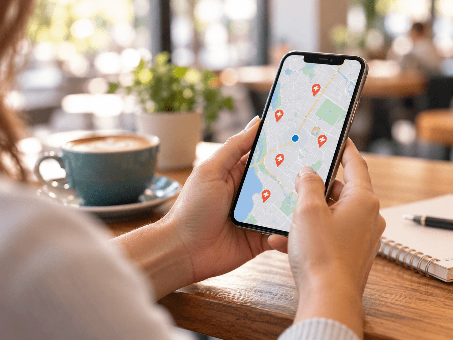 Patient searching IV therapy near me on a smartphone