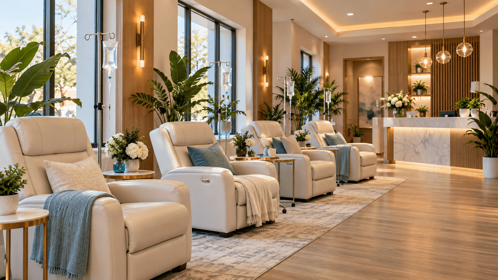 IV therapy business lounge with recliners for IV hydration therapy