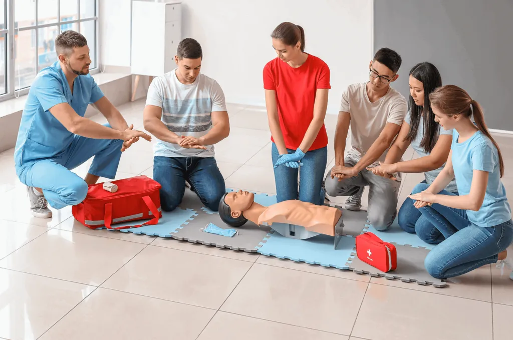 Group CPR certification class