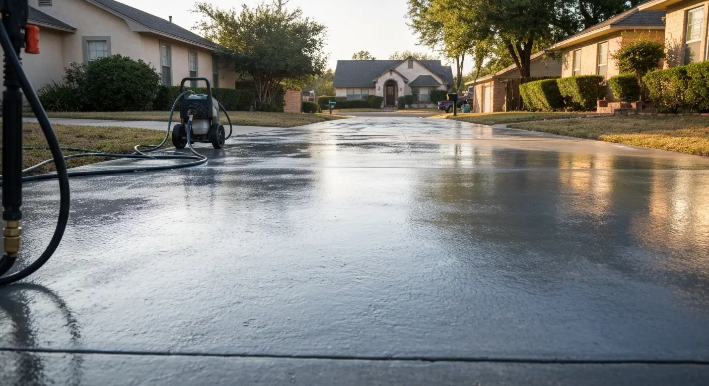 Driveway pressure washing