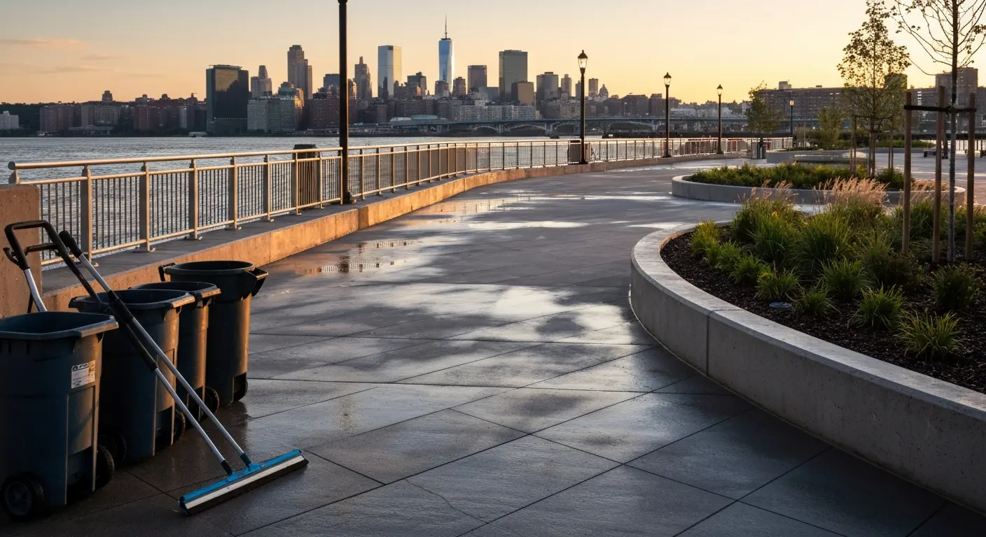 Waterfront area cleaning near Hudson River