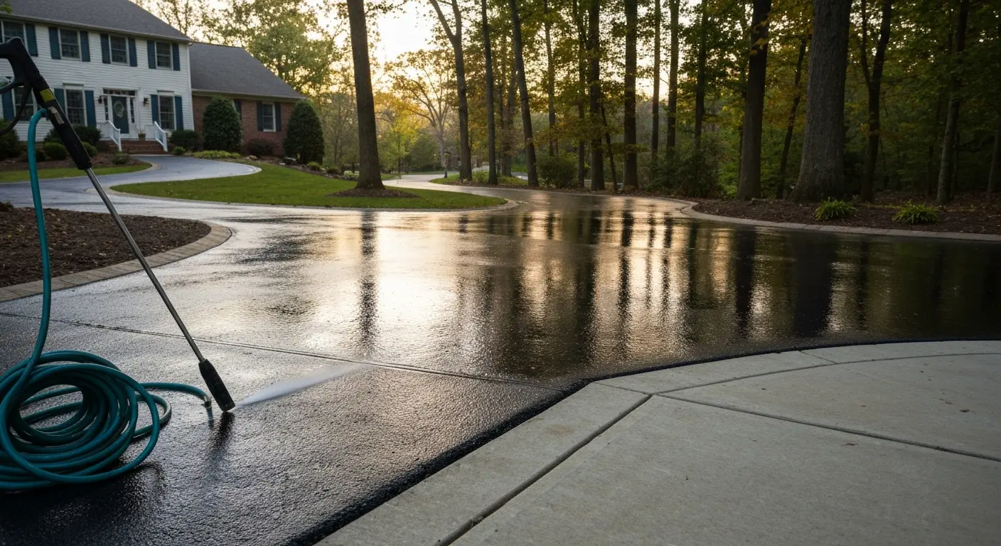 Driveway pressure washing and sealing