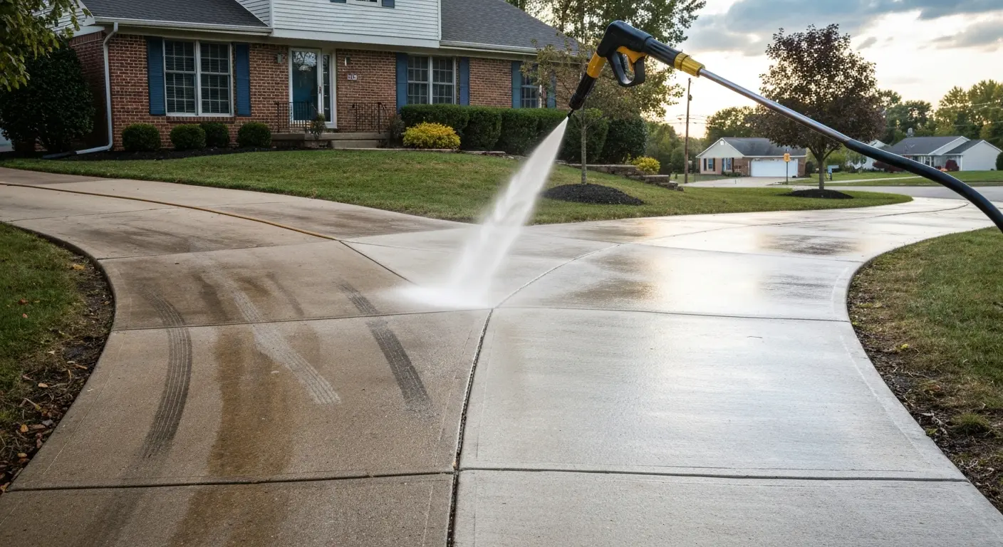 Driveway pressure washing