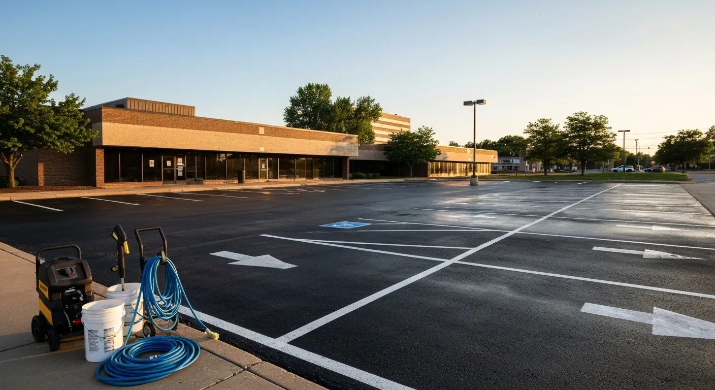 Commercial building and parking lot cleaning