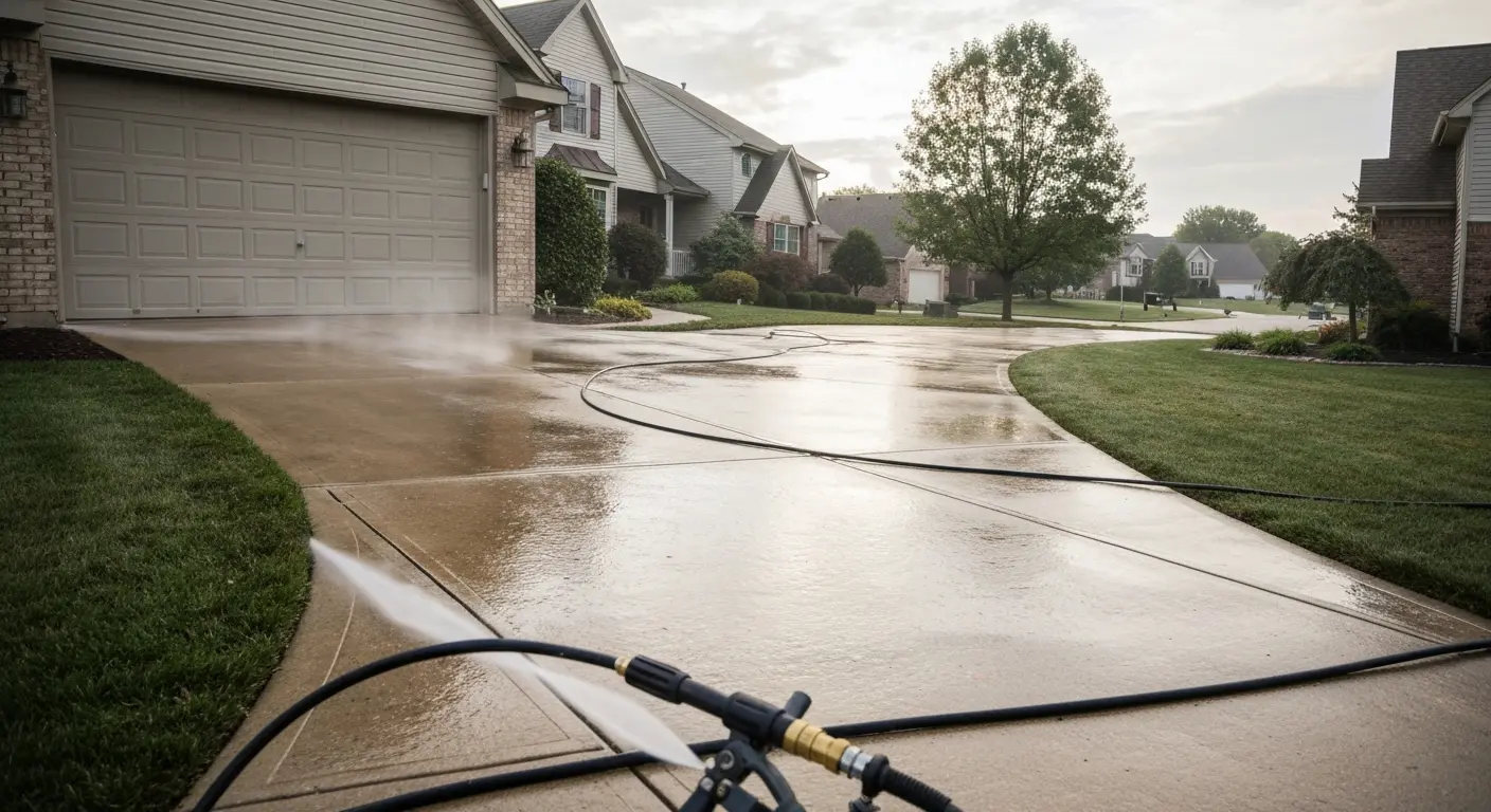 Driveway pressure washing