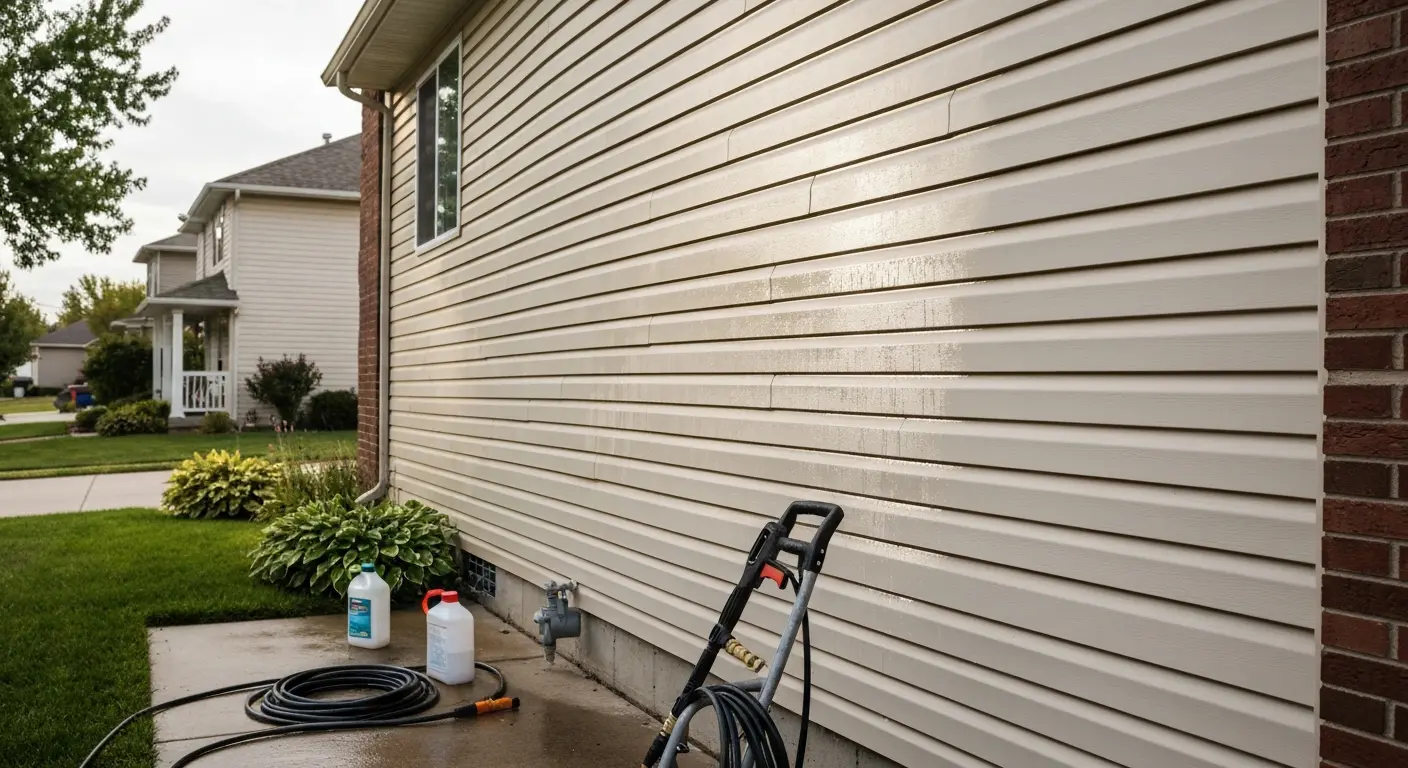 Soft washing siding