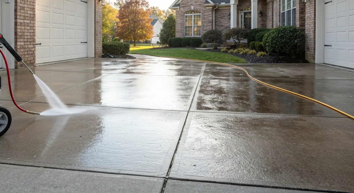 Driveway pressure washing