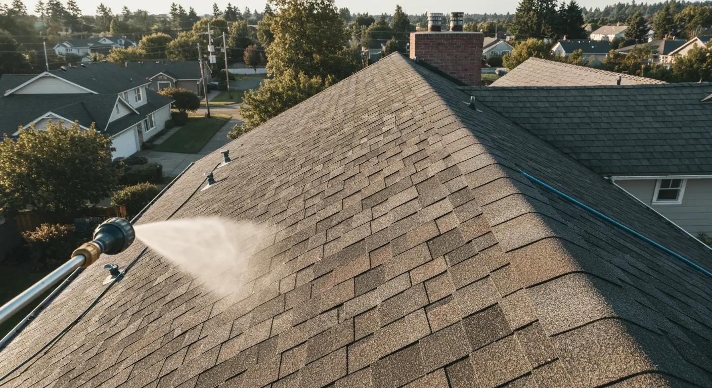 Soft roof washing