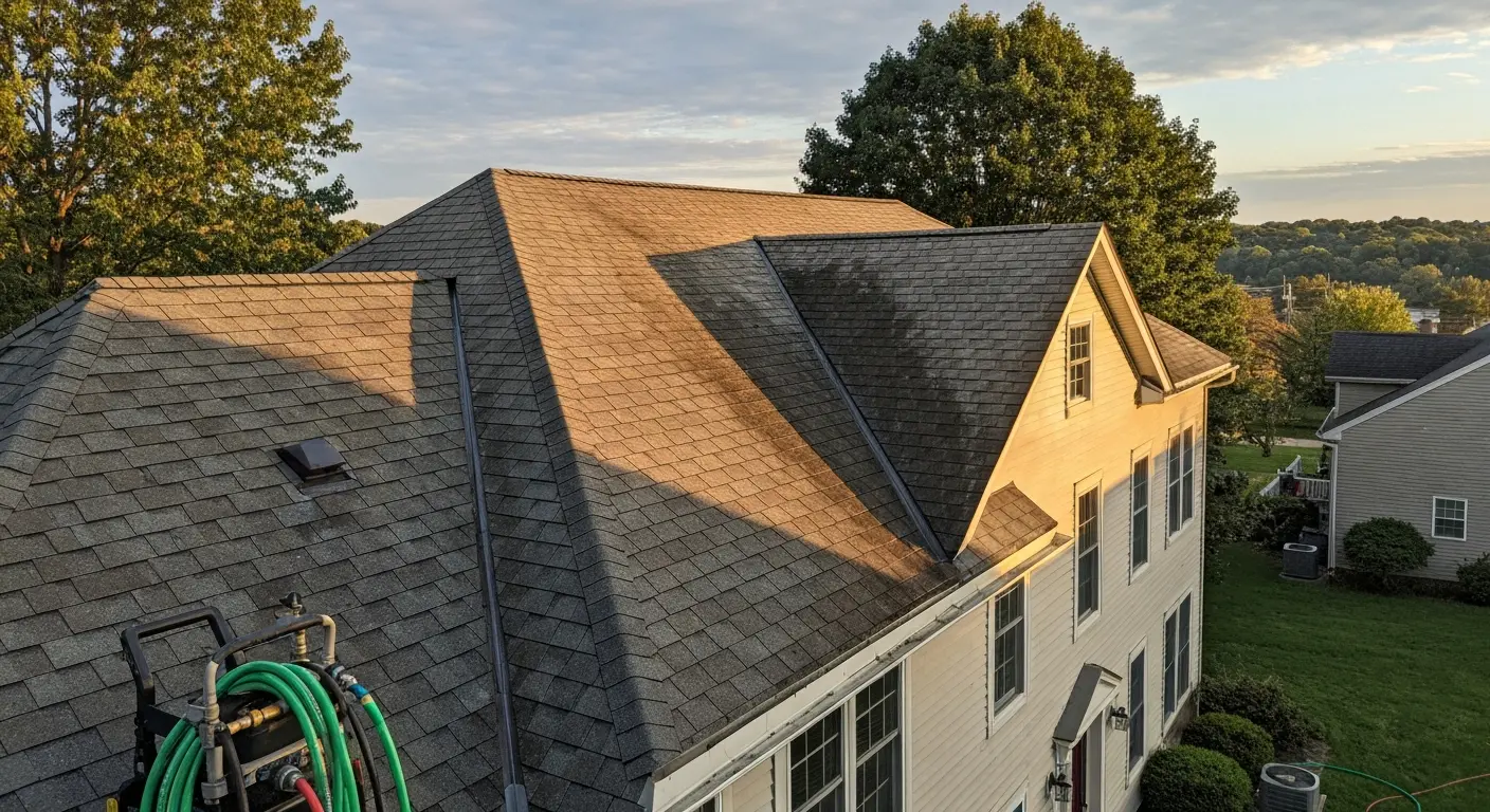 Roof soft washing service