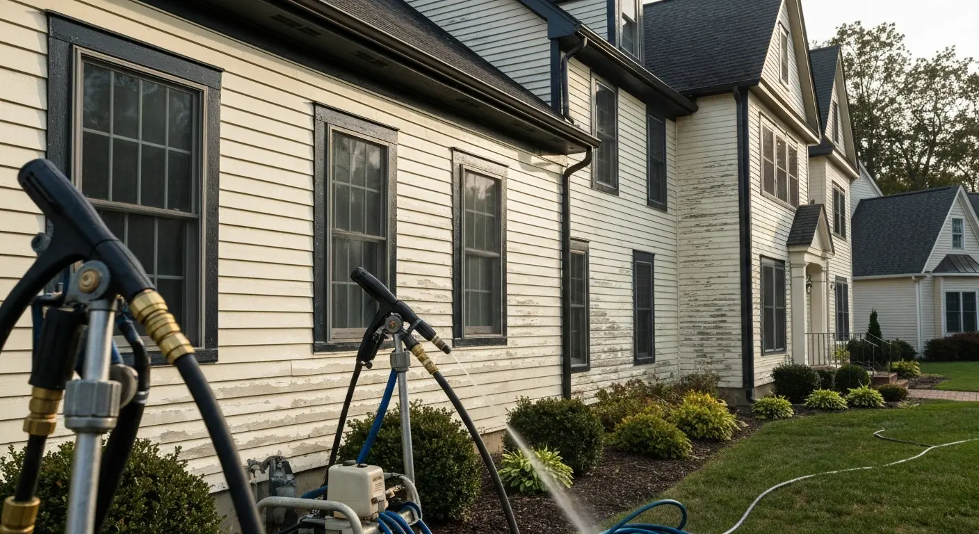House washing on Gates Mills colonial
